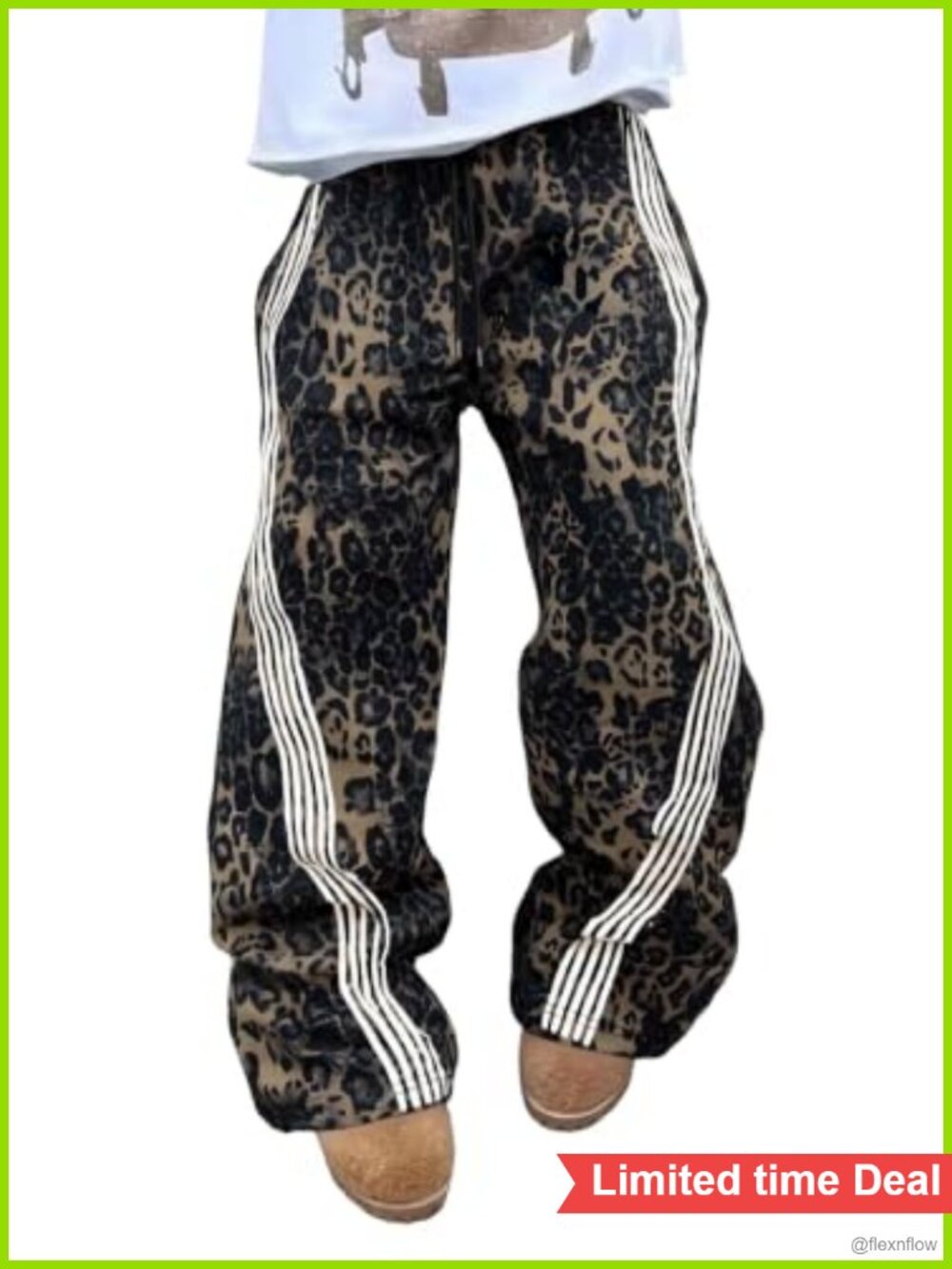 Striped Straight Leg Baggy Sweatpants Drawstring Mid Rise Casual Pants